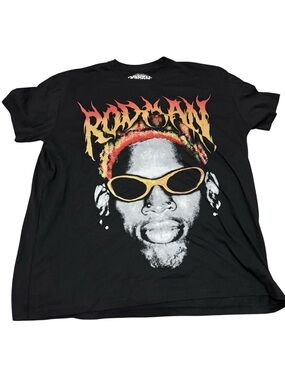 Black Graphic Short Sleeve Tee with Yellow Sunglasses Print